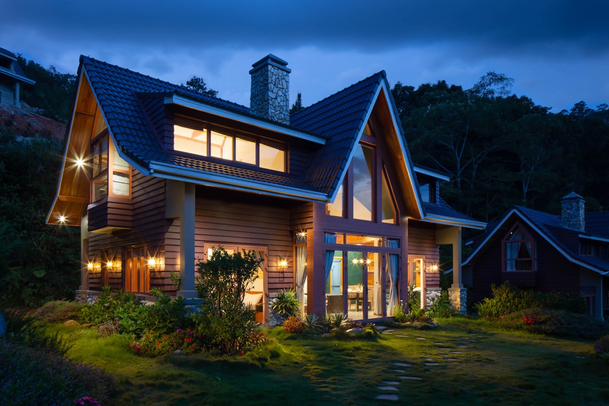 Beautiful Canadian home exterior with green lawn