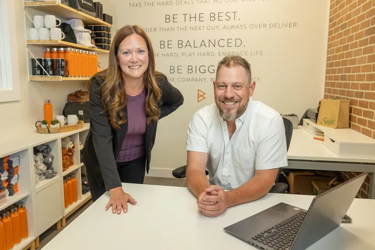Angela Byrne and Jordi Browne in the Browne Mortgage office